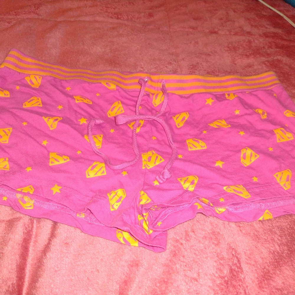 Super Girl Pink and Yellow Logo Shorts